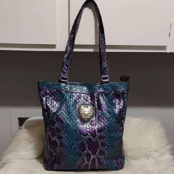 Kathy Van Zeeland Handbags - Beautiful Kathy Van Zeeland Purple 💜 Blue Faux Snakeskin Print Vintage Tote